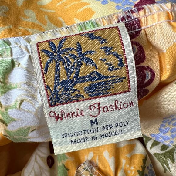 Vintage 90s Winnie Fashion Yellow Muumuu Dress M Made in Hawaii - Picture 11 of 12